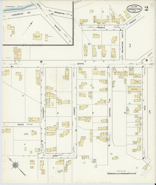 Sanborn Fire Insurance Map from Groveton, Coos County, New Hampshire (1912), Sheet #0002 - Historic Sanborn Fire Insurance Map Print, vintage old map wall art, antique decor, genealogy gift, New Hampshire New Hampshire map