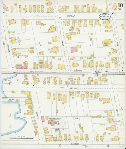 Sanborn Fire Insurance Map from New Bern, Craven County, North Carolina (1904), Sheet #0010 - Complete Map Set gallery image, historic Sanborn map, vintage wall art, North Carolina North Carolina