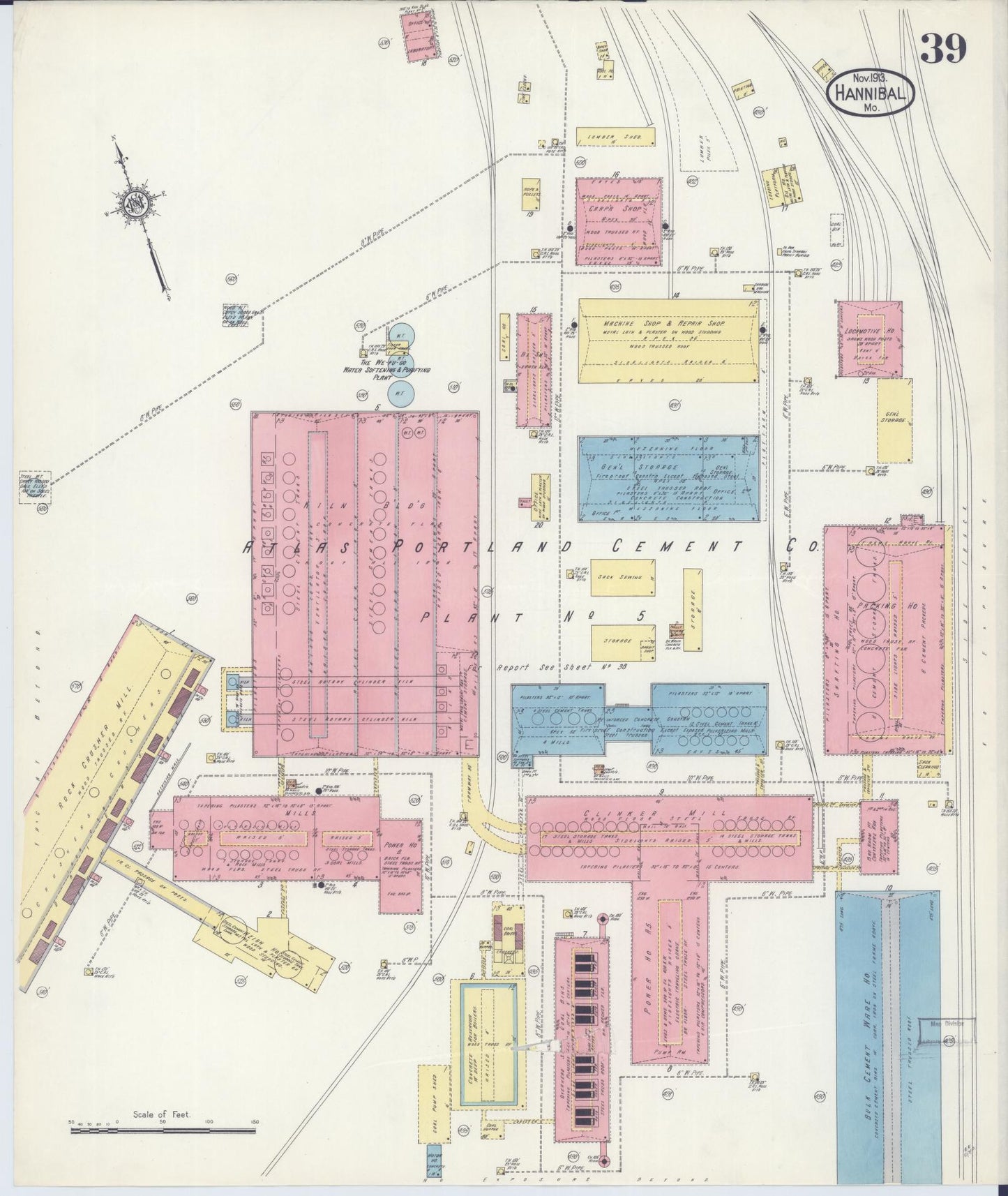 Sanborn Fire Insurance Map from Hannibal, Marion County, Missouri (1913), Sheet #0039 - Historic Sanborn Fire Insurance Map Print, vintage old map wall art, antique decor, genealogy gift, Missouri Missouri map