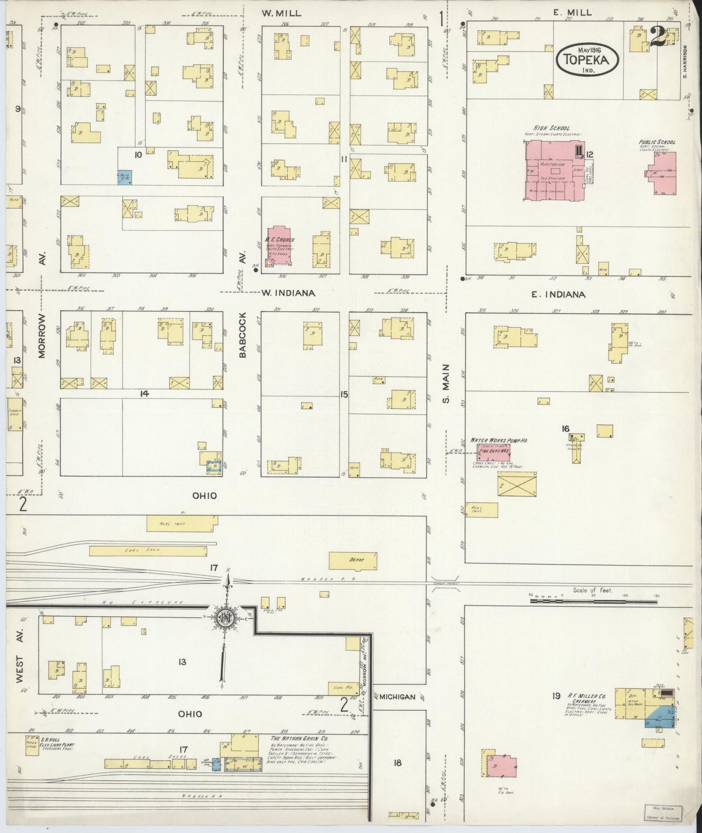 Sanborn Fire Insurance Map from Topeka, LaGrange County, Indiana (1916), Sheet #0002 - Complete Map Set gallery image, historic Sanborn map, vintage wall art, Indiana Indiana