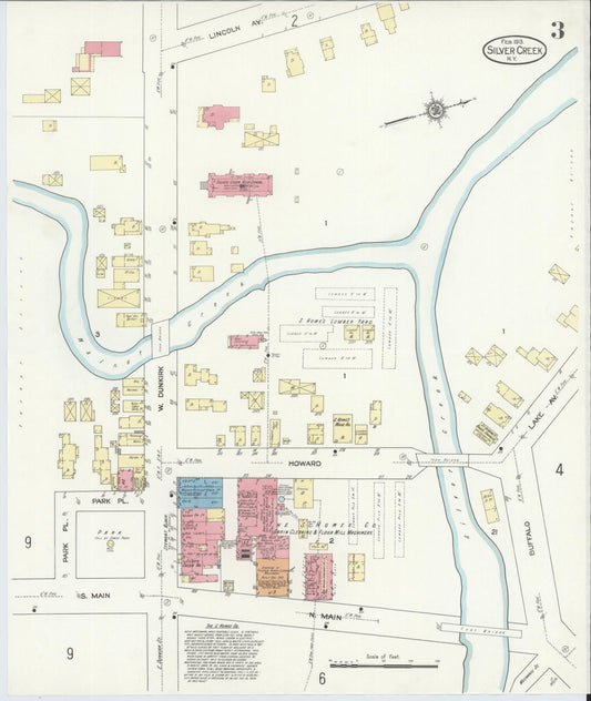 Sanborn Fire Insurance Map from Silver Creek, Chautauqua County, New York (1913), Sheet #0003 - Historic Sanborn Fire Insurance Map Print, vintage old map wall art, antique decor, genealogy gift, New York New York map