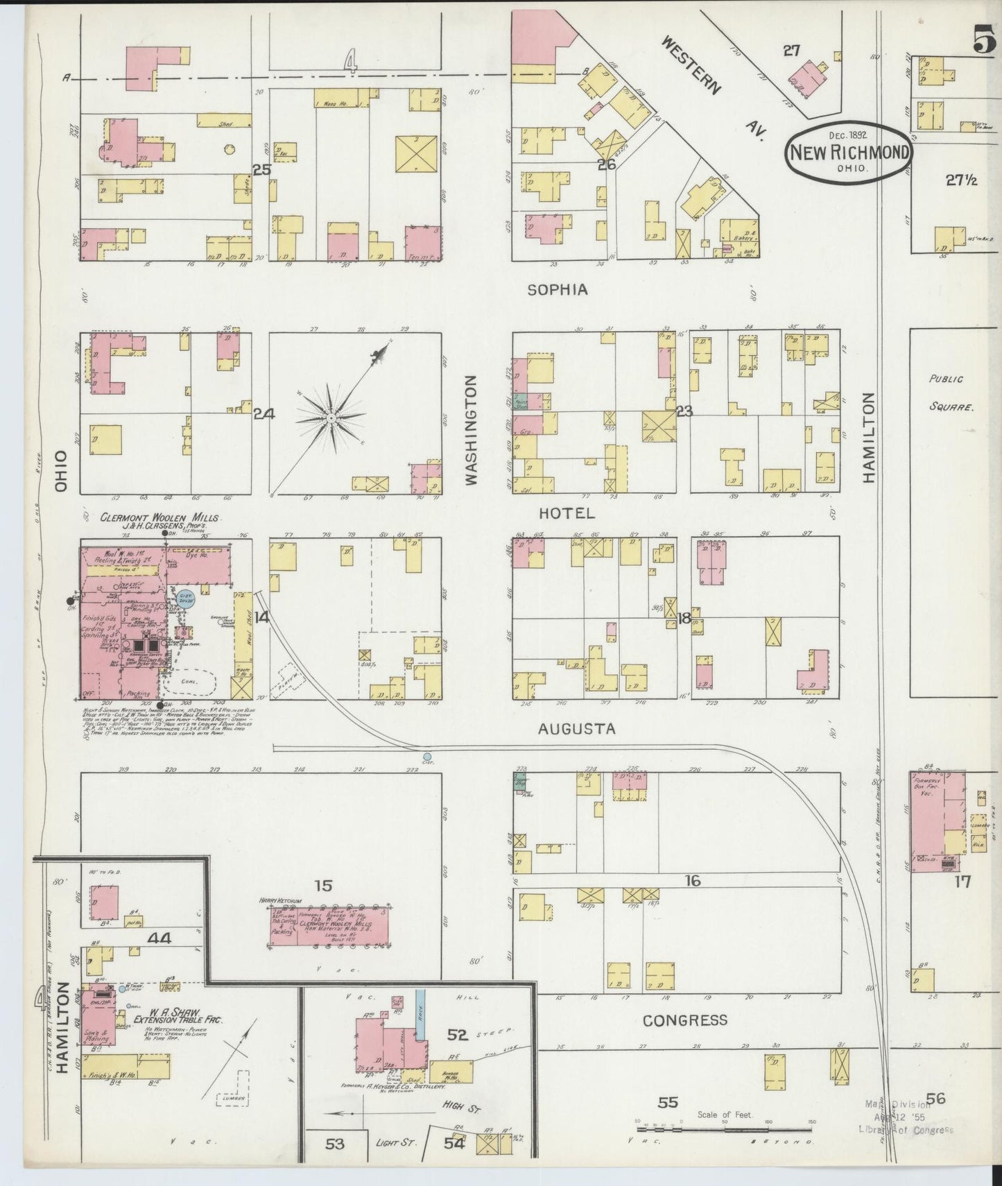 Sanborn Fire Insurance Map from New Richmond, Clermont County, Ohio (1892), Sheet #0005 - Complete Map Set gallery image, historic Sanborn map, vintage wall art, Ohio Ohio