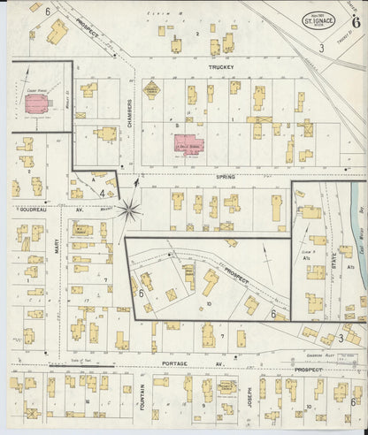 Sanborn Fire Insurance Map from Saint Ignace, Mackinac County, Michigan (1901), Sheet #0006 - Complete Map Set gallery image, historic Sanborn map, vintage wall art, Michigan Michigan