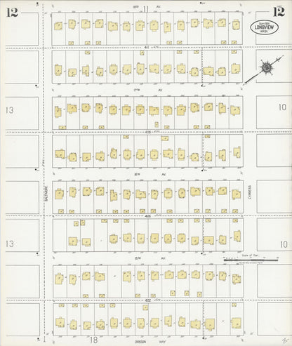 Sanborn Fire Insurance Map from Longview, Cowlitz County, Washington (1924), Sheet #0012 - Complete Map Set gallery image, historic Sanborn map, vintage wall art, Washington Washington