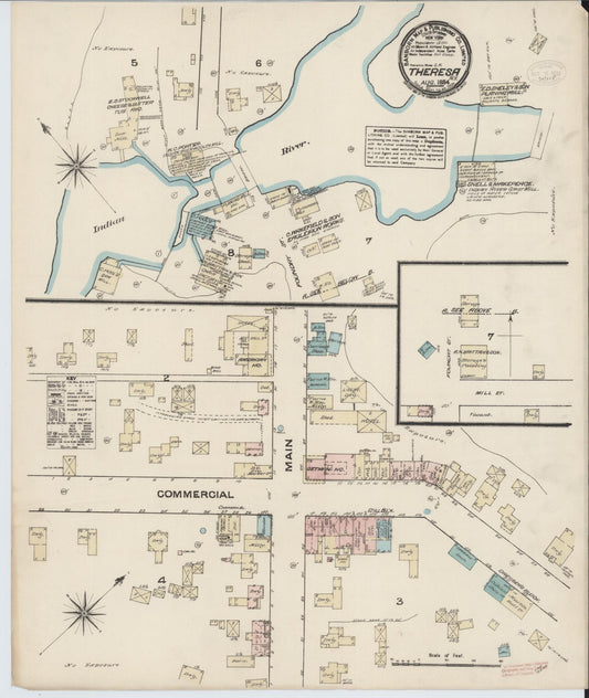 Sanborn Fire Insurance Map from Theresa, Jefferson County, New York (1884), Sheet #0001 - Historic Sanborn Fire Insurance Map Print, vintage old map wall art, antique decor, genealogy gift, New York New York map