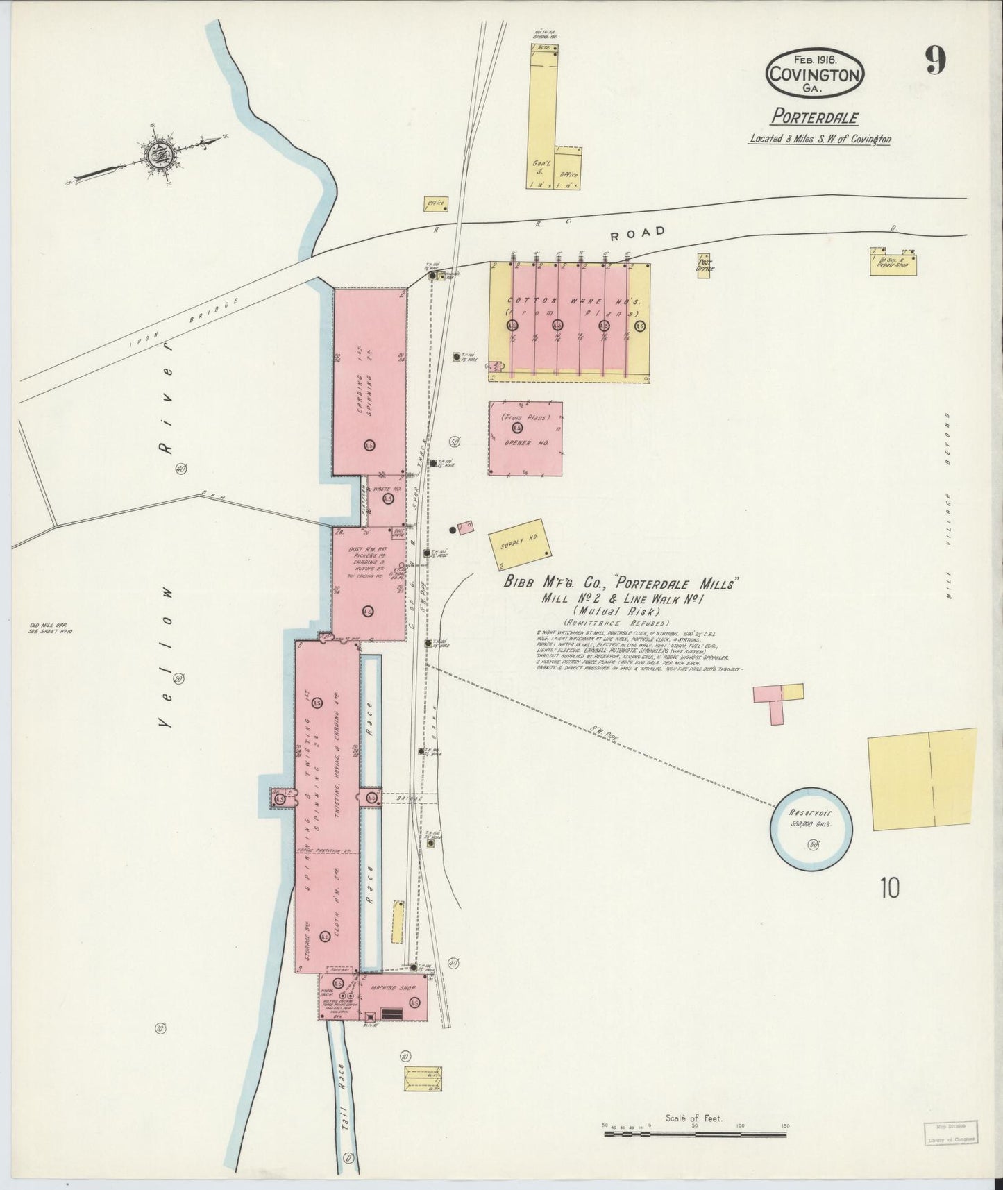 Sanborn Fire Insurance Map from Covington, Newton County, Georgia (1916), Sheet #0009 - Historic Sanborn Fire Insurance Map Print, vintage old map wall art, antique decor, genealogy gift, Georgia Georgia map