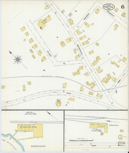 Sanborn Fire Insurance Map from Grafton, Worcester County, Massachusetts (1904), Sheet #0006 - Complete Map Set gallery image, historic Sanborn map, vintage wall art, Massachusetts Massachusetts