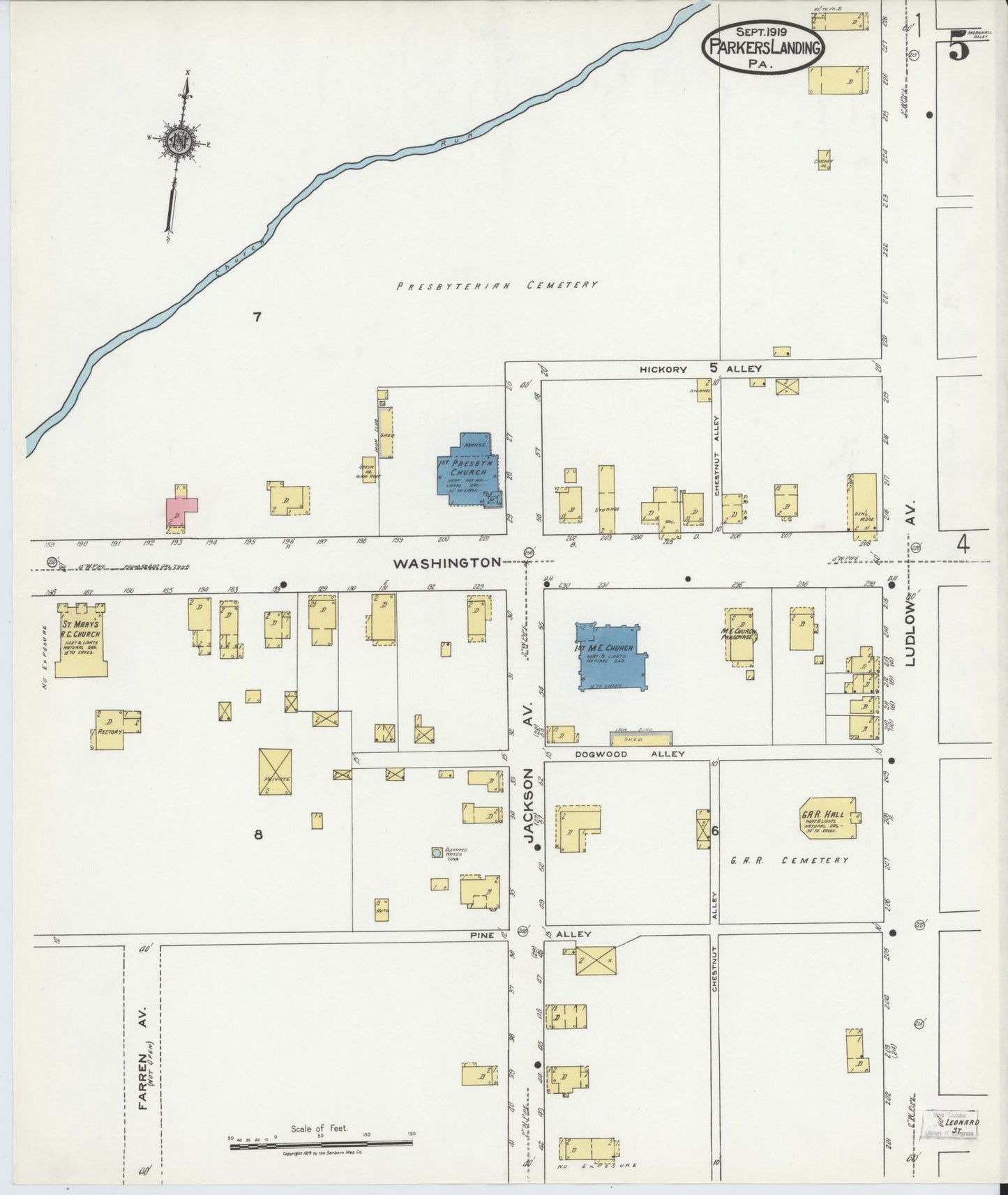 Sanborn Fire Insurance Map from Parkers Landing, Armstrong County, Pennsylvania (1919), Sheet #0005 - Historic Sanborn Fire Insurance Map Print, vintage old map wall art, antique decor, genealogy gift, Pennsylvania Pennsylvania map