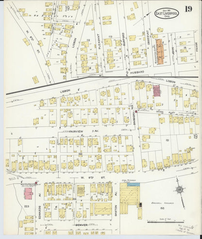 Sanborn Fire Insurance Map from East Liverpool, Columbiana County, Ohio (1913), Sheet #0019 - Complete Map Set gallery image, historic Sanborn map, vintage wall art, Ohio Ohio