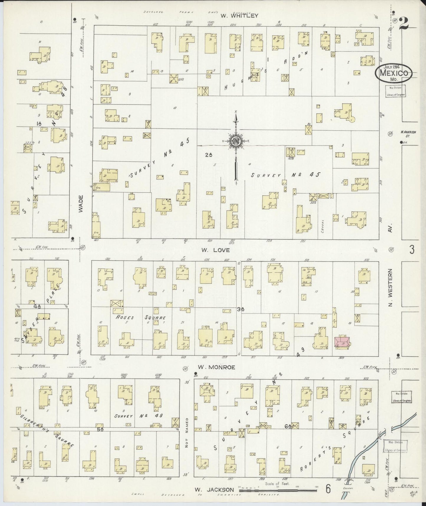 Sanborn Fire Insurance Map from Mexico, Audrain County, Missouri (1914), Sheet #0002 - Complete Map Set gallery image, historic Sanborn map, vintage wall art, Missouri Missouri