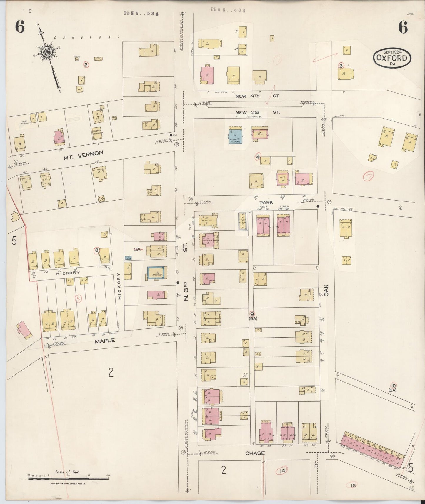 Sanborn Fire Insurance Map from Oxford, Chester County, Pennsylvania (1940), Sheet #0006 - Complete Map Set gallery image, historic Sanborn map, vintage wall art, Pennsylvania Pennsylvania