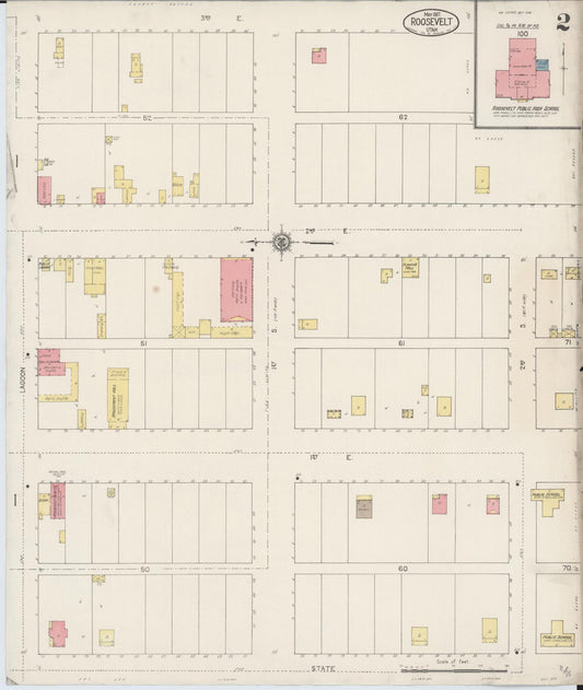 Sanborn Fire Insurance Map from Roosevelt, Duchesne County, Utah (1917), Sheet #0002 - Historic Sanborn Fire Insurance Map Print, vintage old map wall art, antique decor, genealogy gift, Utah Utah map