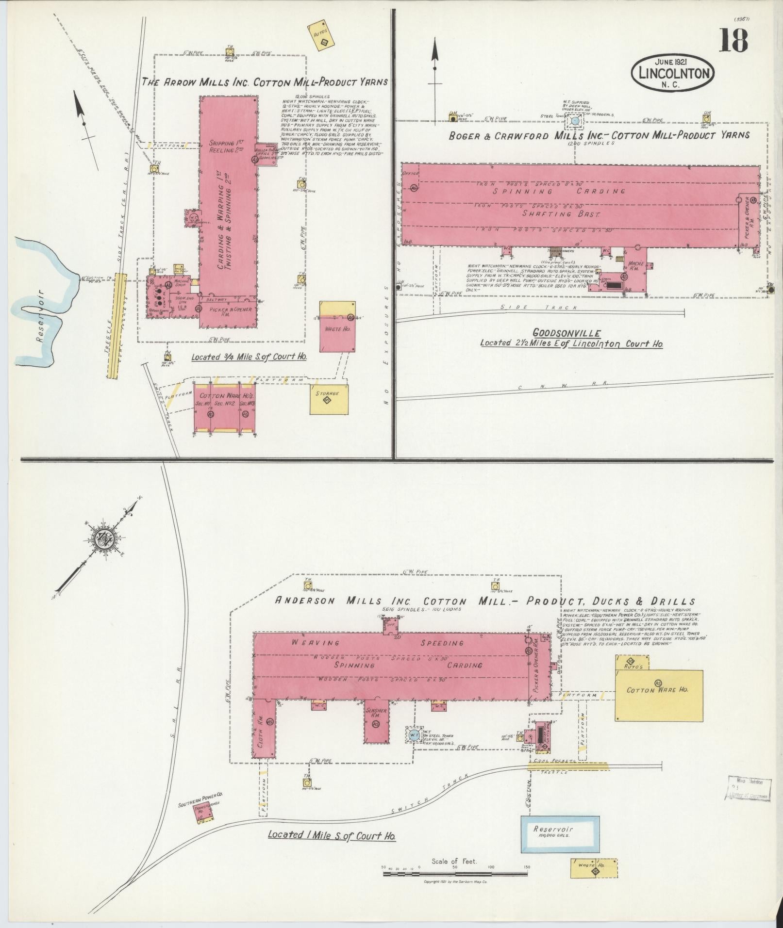Sanborn Fire Insurance Map from Lincolnton, Lincoln County, North Carolina (1921), Sheet #0018 - Historic Sanborn Fire Insurance Map Print, vintage old map wall art, antique decor, genealogy gift, North Carolina North Carolina map