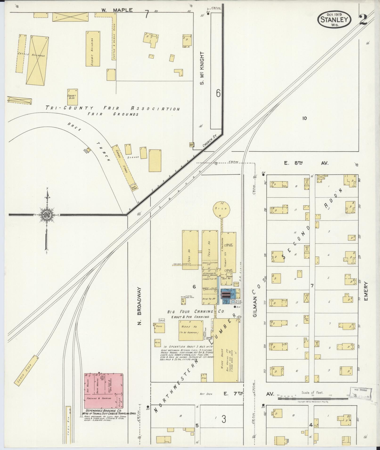 Sanborn Fire Insurance Map from Stanley, Chippewa County, Wisconsin (1919), Sheet #0002 - Historic Sanborn Fire Insurance Map Print, vintage old map wall art, antique decor, genealogy gift, Wisconsin Wisconsin map