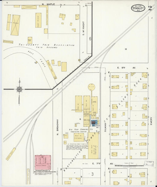 Sanborn Fire Insurance Map from Stanley, Chippewa County, Wisconsin (1919), Sheet #0002 - Historic Sanborn Fire Insurance Map Print, vintage old map wall art, antique decor, genealogy gift, Wisconsin Wisconsin map