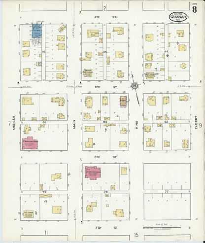 Sanborn Fire Insurance Map from Quanah, Hardeman County, Texas (1921), Sheet #0008 - Historic Sanborn Fire Insurance Map Print, vintage old map wall art, antique decor, genealogy gift, Texas Texas map
