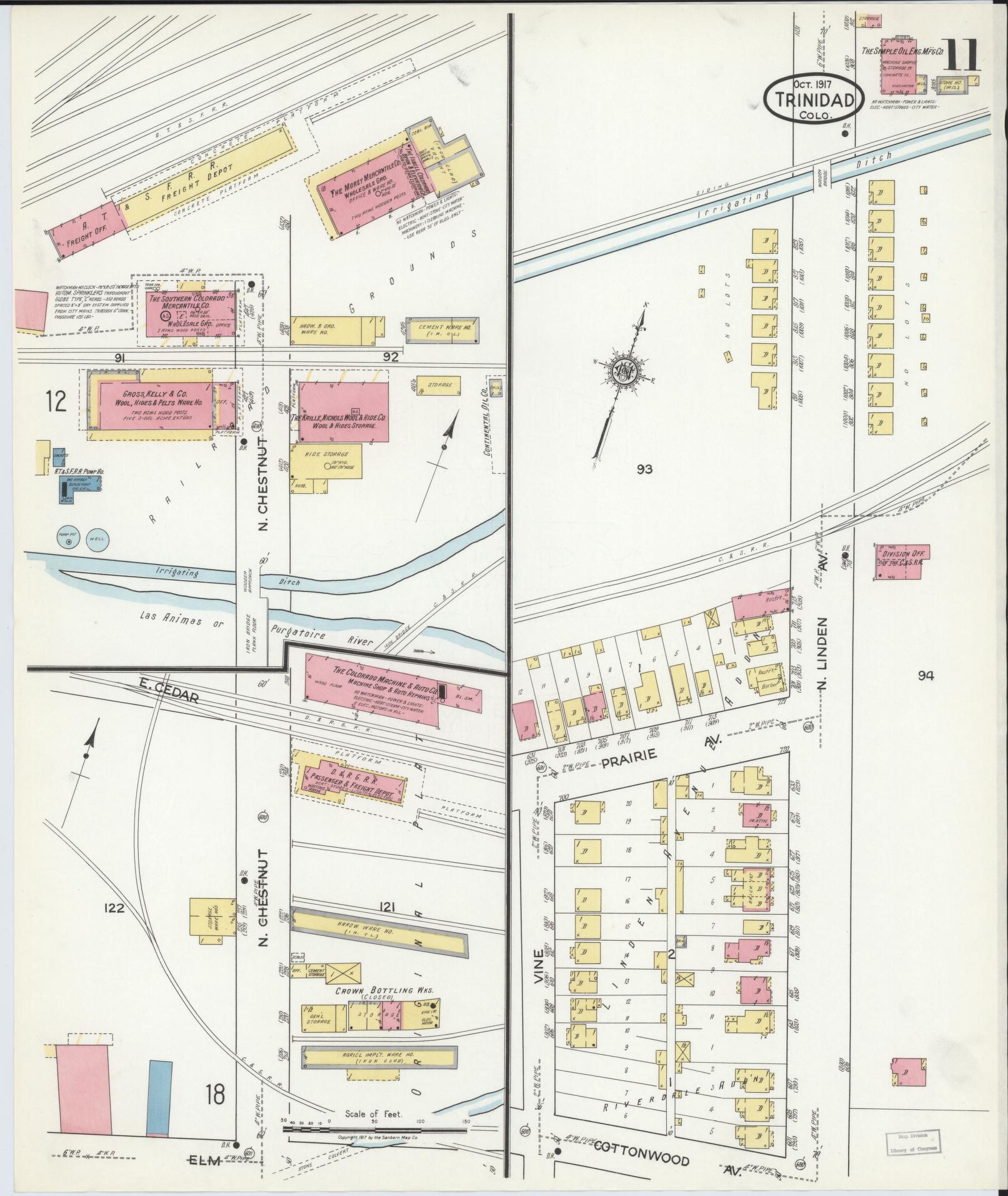 Sanborn Fire Insurance Map from Trinidad, Las Animas County, Colorado (1917), Sheet #0011 - Historic Sanborn Fire Insurance Map Print, vintage old map wall art, antique decor, genealogy gift, Colorado Colorado map
