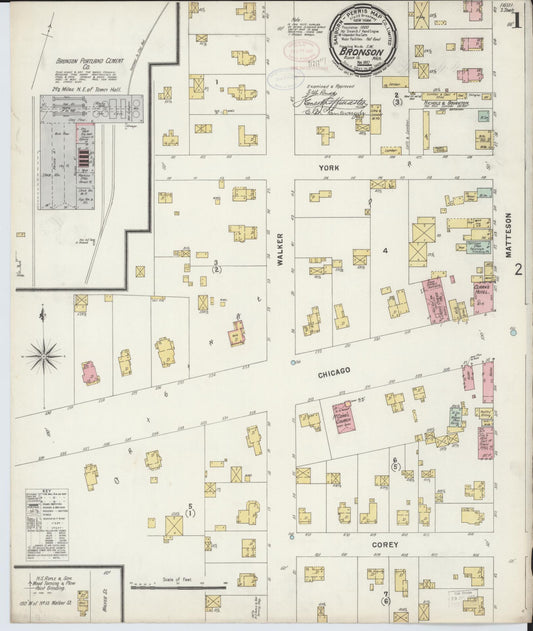 Sanborn Fire Insurance Map from Bronson, Branch County, Michigan (1897), Sheet #0001 - Historic Sanborn Fire Insurance Map Print, vintage old map wall art, antique decor, genealogy gift, Michigan Michigan map