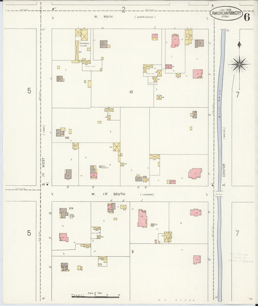 Sanborn Fire Insurance Map from American Fork, Utah County, Utah (1908), Sheet #0006 - Historic Sanborn Fire Insurance Map Print, vintage old map wall art, antique decor, genealogy gift, American Fork Utah map