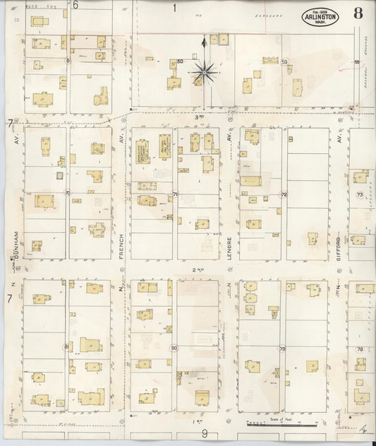 Sanborn Fire Insurance Map from Arlington, Snohomish County, Washington (1940), Sheet #0008 - Historic Sanborn Fire Insurance Map Print, vintage old map wall art, antique decor, genealogy gift, Washington Washington map