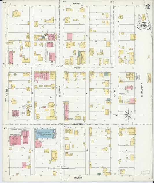 Sanborn Fire Insurance Map from Breese, Clinton County, Illinois (1902), Sheet #0002 - Historic Sanborn Fire Insurance Map Print, vintage old map wall art, antique decor, genealogy gift, Illinois Illinois map