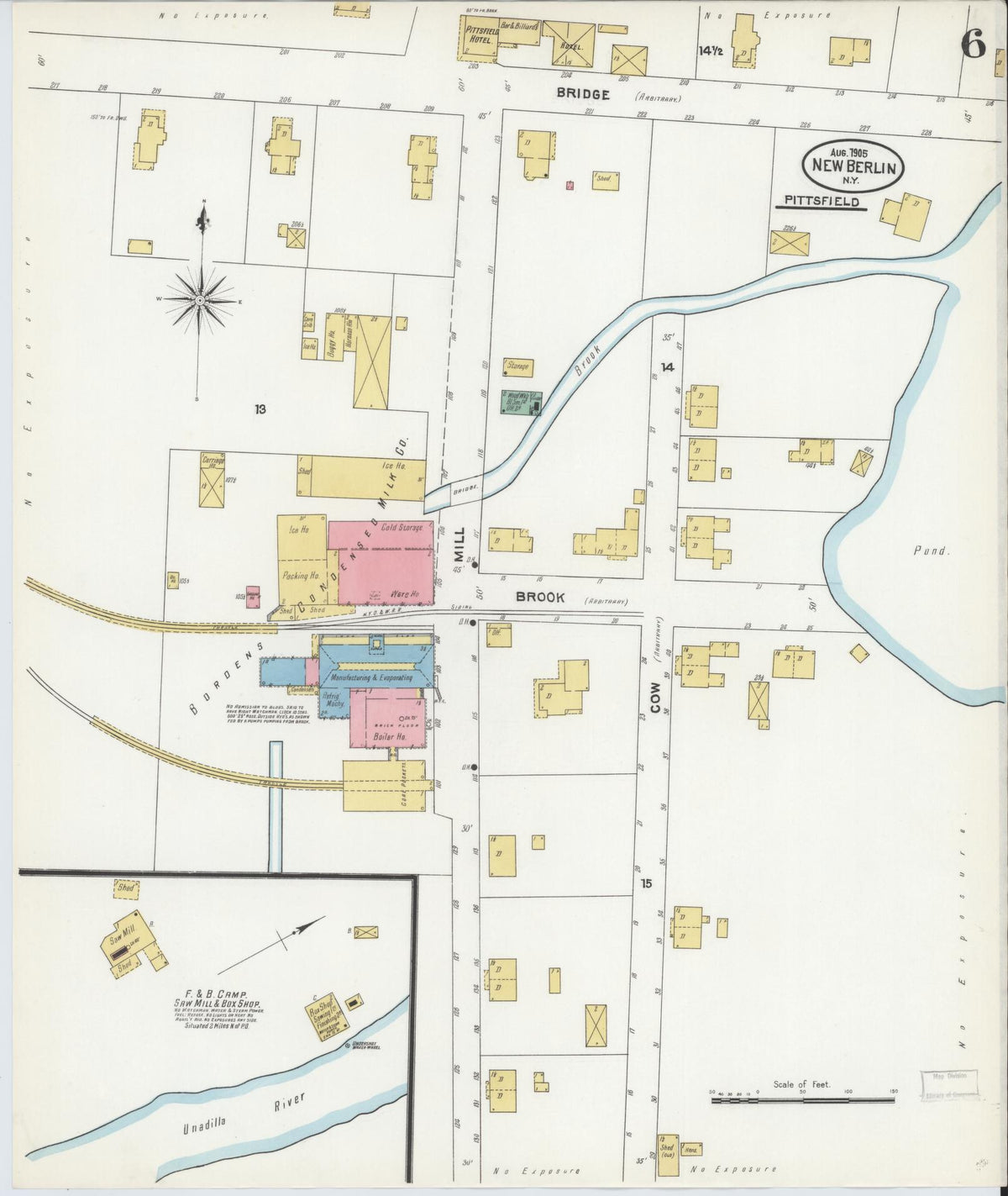 Sanborn Fire Insurance Map from New Berlin, Chenango County, New York (1905), Sheet #0006 - Historic Sanborn Fire Insurance Map Print, vintage old map wall art, antique decor, genealogy gift, New York New York map