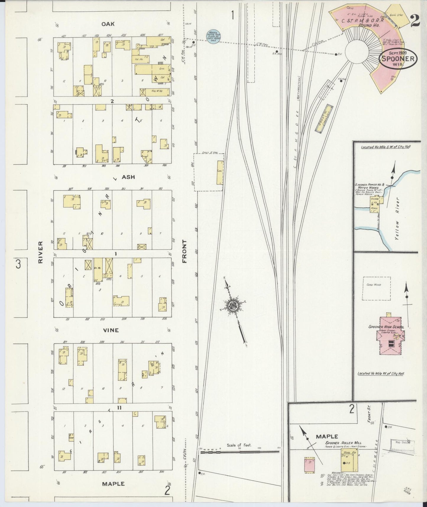 Sanborn Fire Insurance Map from Spooner, Washburn County, Wisconsin (1909), Sheet #0002 - Complete Map Set gallery image, historic Sanborn map, vintage wall art, Wisconsin Wisconsin