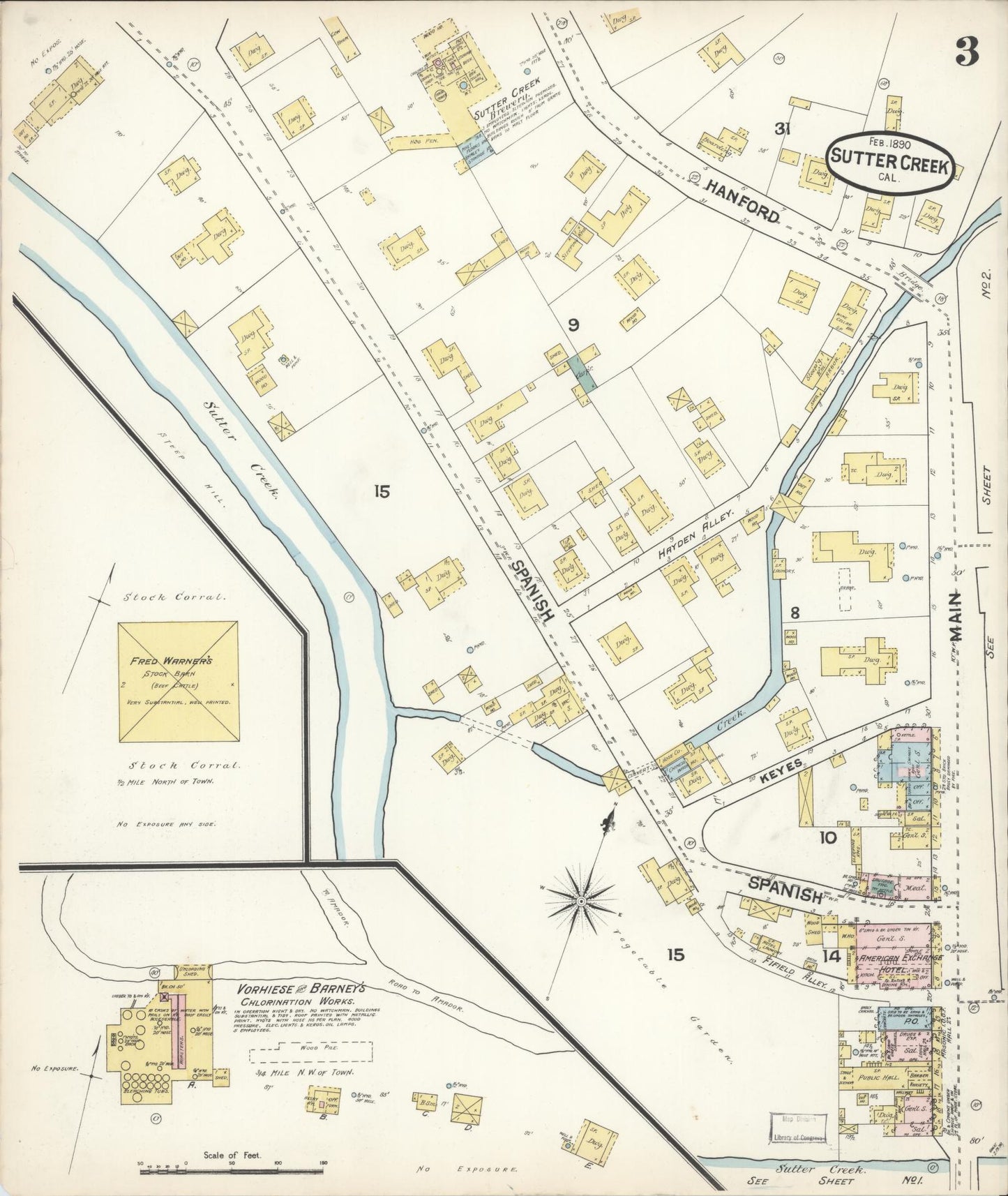 Sanborn Fire Insurance Map from Sutter Creek, Amador County, California (1890), Sheet #0003 - Complete Map Set gallery image, historic Sanborn map, vintage wall art, California California