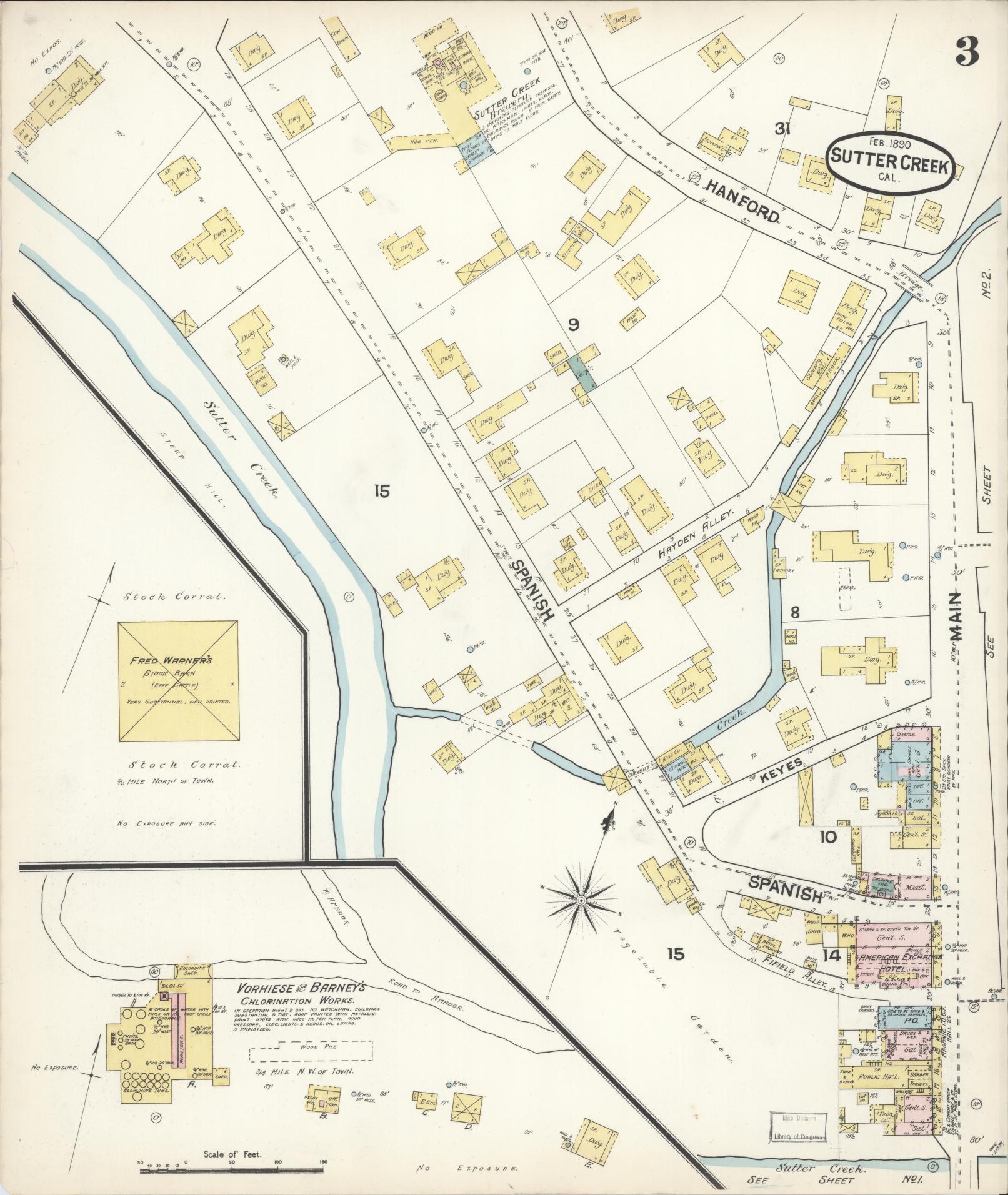 Sanborn Fire Insurance Map from Sutter Creek, Amador County, California (1890), Sheet #0003 - Complete Map Set gallery image, historic Sanborn map, vintage wall art, California California