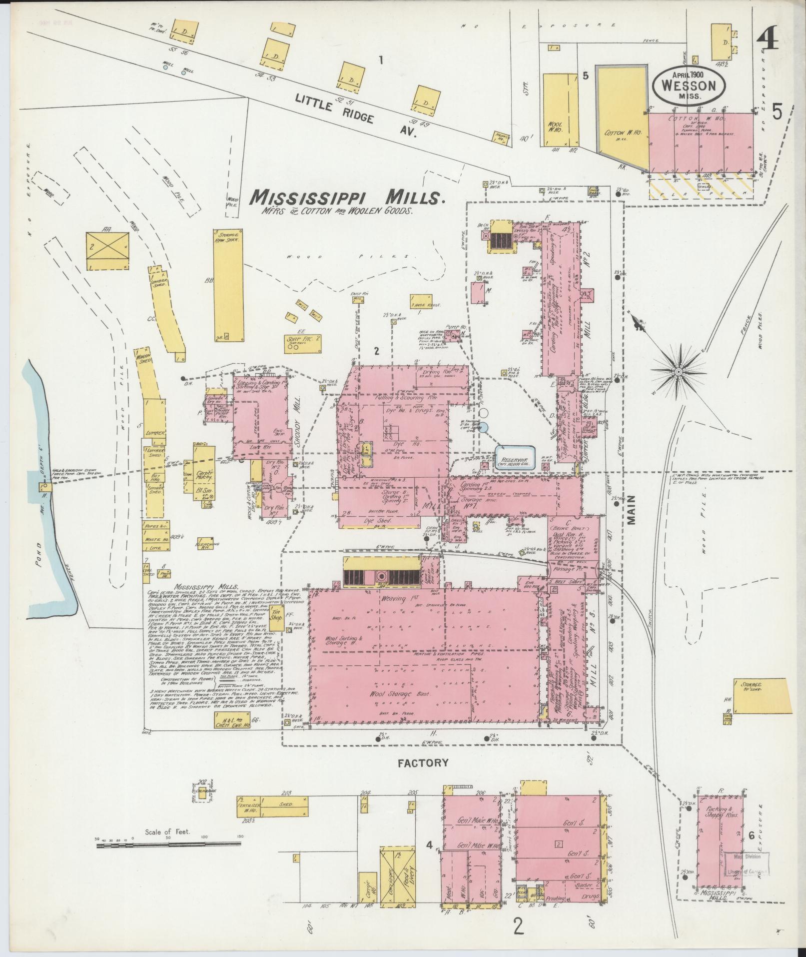 Sanborn Fire Insurance Map from Wesson, Copiah County, Mississippi (1900), Sheet #0004 - Complete Map Set gallery image, historic Sanborn map, vintage wall art, Mississippi Mississippi