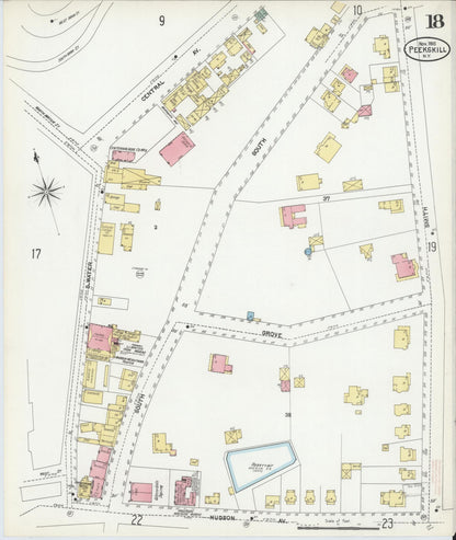 Sanborn Fire Insurance Map from Peekskill, Westchester County, New York (1905), Sheet #0018 - Complete Map Set gallery image, historic Sanborn map, vintage wall art, New York New York