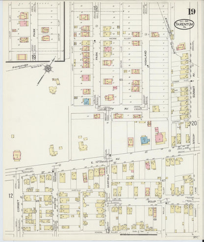Sanborn Fire Insurance Map from Tarentum, Allegheny County, Pennsylvania (1914), Sheet #0019 - Historic Sanborn Fire Insurance Map Print, vintage old map wall art, antique decor, genealogy gift, Pennsylvania Pennsylvania map