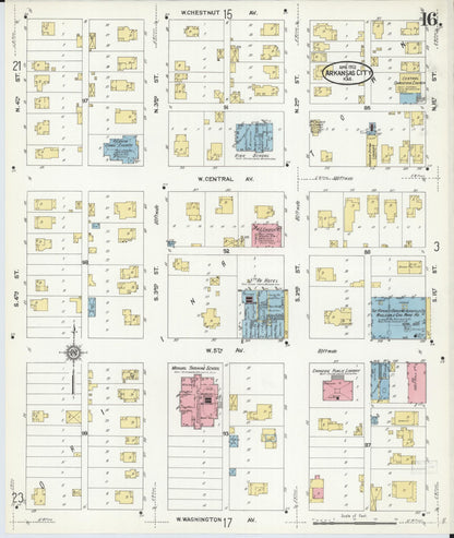Sanborn Fire Insurance Map from Arkansas City, Cowley County, Kansas (1912), Sheet #0016 - Complete Map Set gallery image, historic Sanborn map, vintage wall art, Arkansas Arkansas