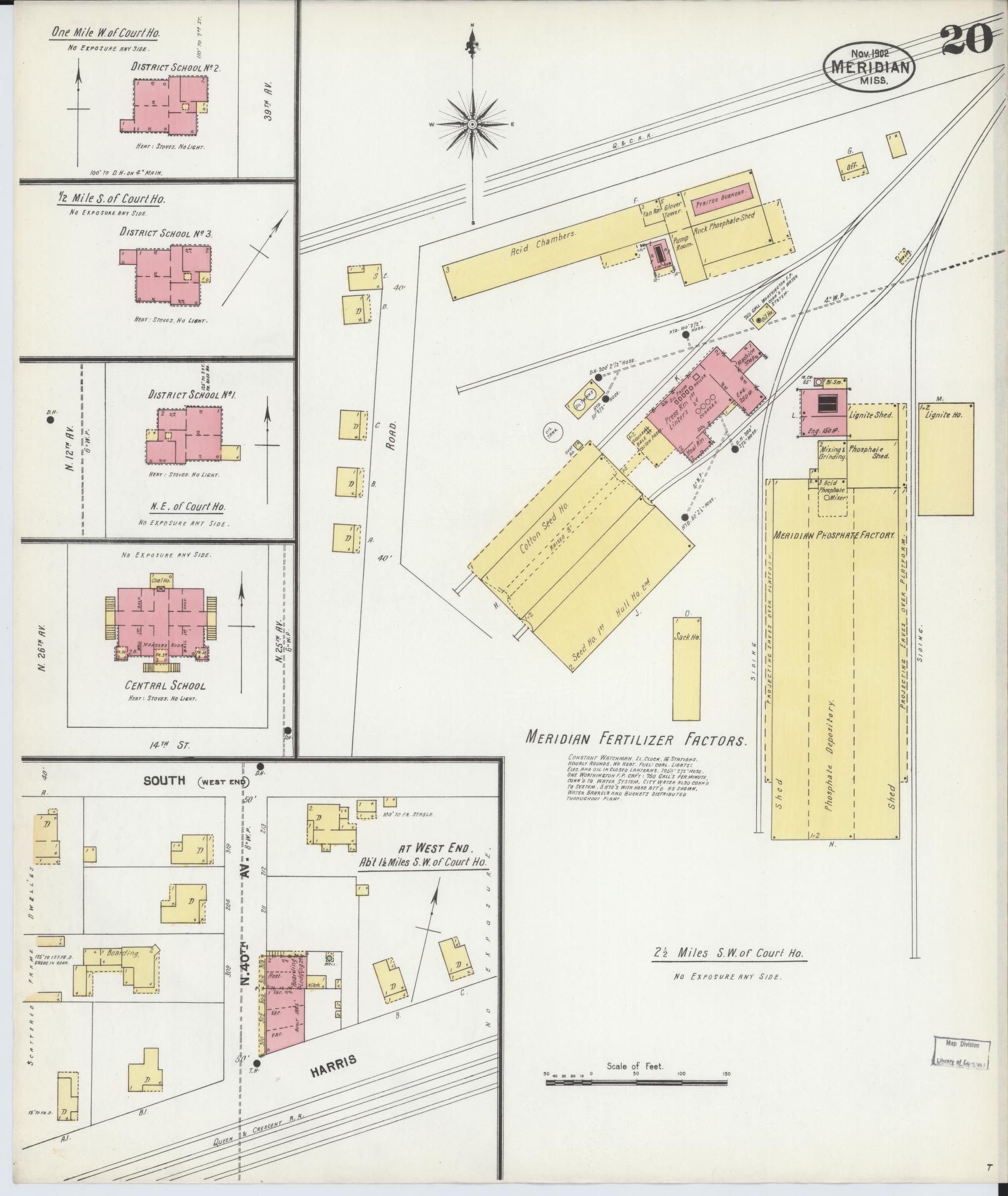Sanborn Fire Insurance Map from Meridian, Lauderdale County, Mississippi (1902), Sheet #0020 - Complete Map Set gallery image, historic Sanborn map, vintage wall art, Mississippi Mississippi