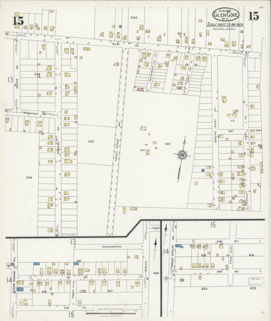 Sanborn Fire Insurance Map from Glen Cove, Nassau County, New York (1925), Sheet #0015 - Historic Sanborn Fire Insurance Map Print, vintage old map wall art, antique decor, genealogy gift, New York New York map