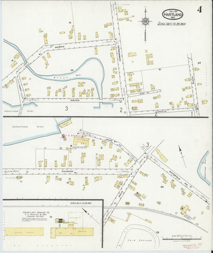 Sanborn Fire Insurance Map from Hartland, Somerset County, Maine (1917), Sheet #0004 - Complete Map Set gallery image, historic Sanborn map, vintage wall art, Maine Maine