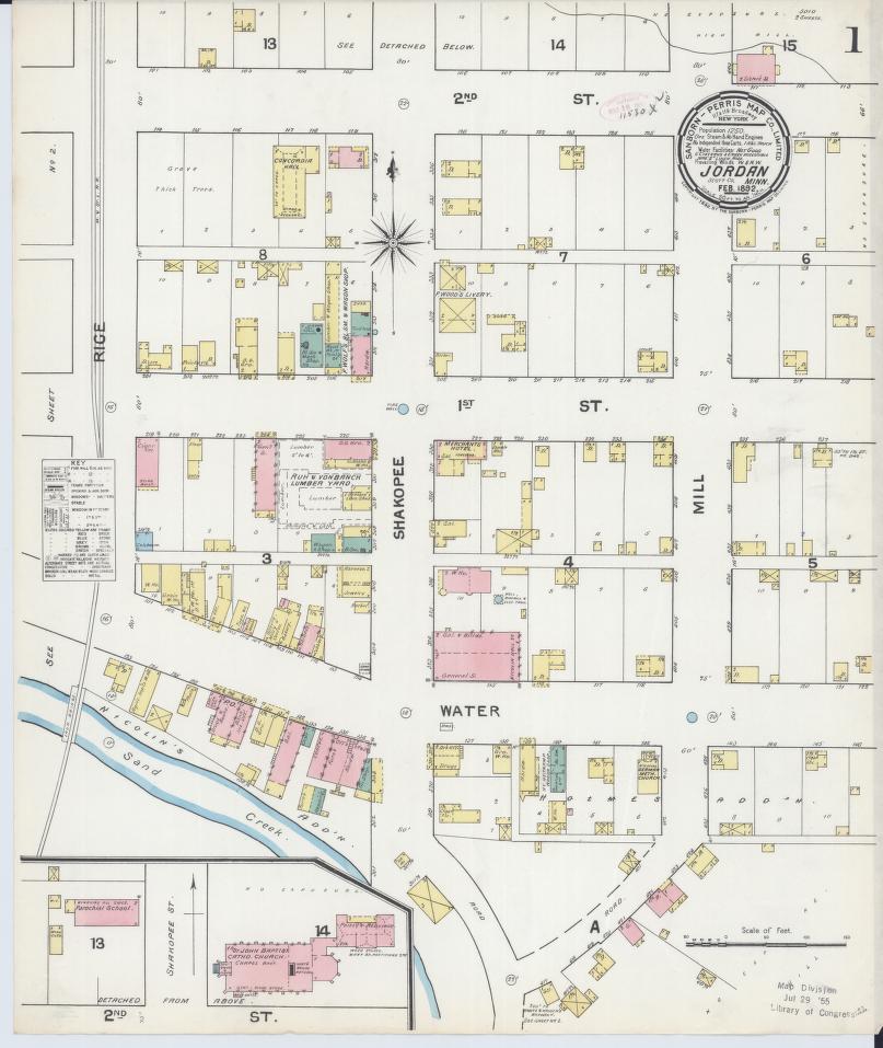 Sanborn Fire Insurance Map from Jordan, Scott County, Minnesota. (1892) – Map View