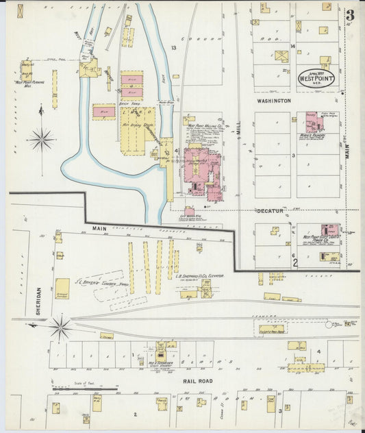 Sanborn Fire Insurance Map from West Point, Cuming County, Nebraska (1897), Sheet #0003 - Historic Sanborn Fire Insurance Map Print, vintage old map wall art, antique decor, genealogy gift, Nebraska Nebraska map