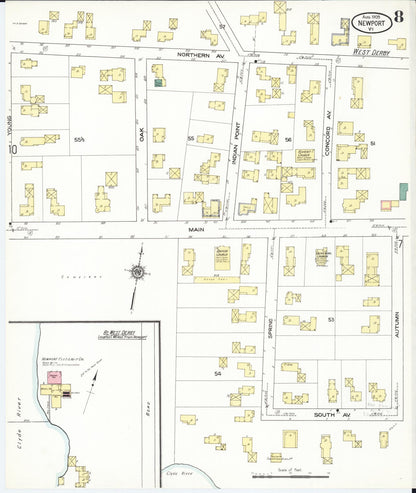 Sanborn Fire Insurance Map from Newport, Orleans County, Vermont (1909), Sheet #0008 - Complete Map Set gallery image, historic Sanborn map, vintage wall art, Vermont Vermont