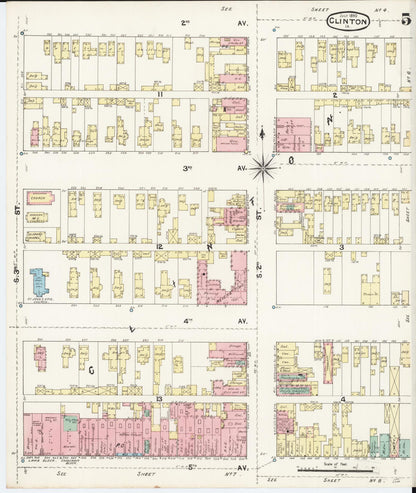 Sanborn Fire Insurance Map from Clinton, Clinton County, Iowa (1890), Sheet #0005 - Historic Sanborn Fire Insurance Map Print