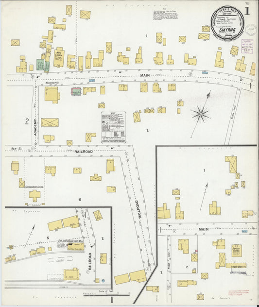 Sanborn Fire Insurance Map from Smyrna, Chenango County, New York (1901), Sheet #0001 - Complete Map Set gallery image, historic Sanborn map, vintage wall art, New York New York