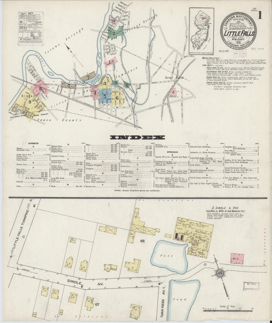 Sanborn Fire Insurance Map from Little Falls, Passaic County, New Jersey. (1915) – Historic Sanborn Fire Insurance Map Print