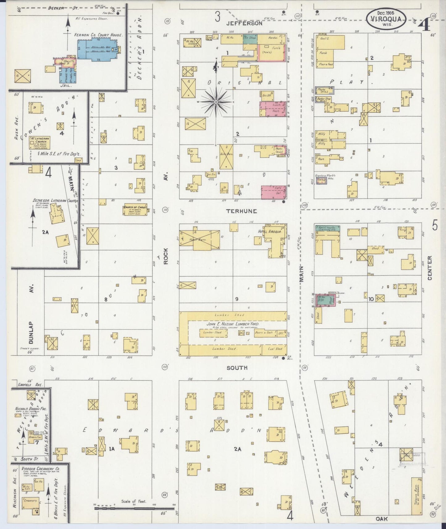 Sanborn Fire Insurance Map from Viroqua, Vernon County, Wisconsin (1905), Sheet #0004 - Complete Map Set gallery image, historic Sanborn map, vintage wall art, Wisconsin Wisconsin