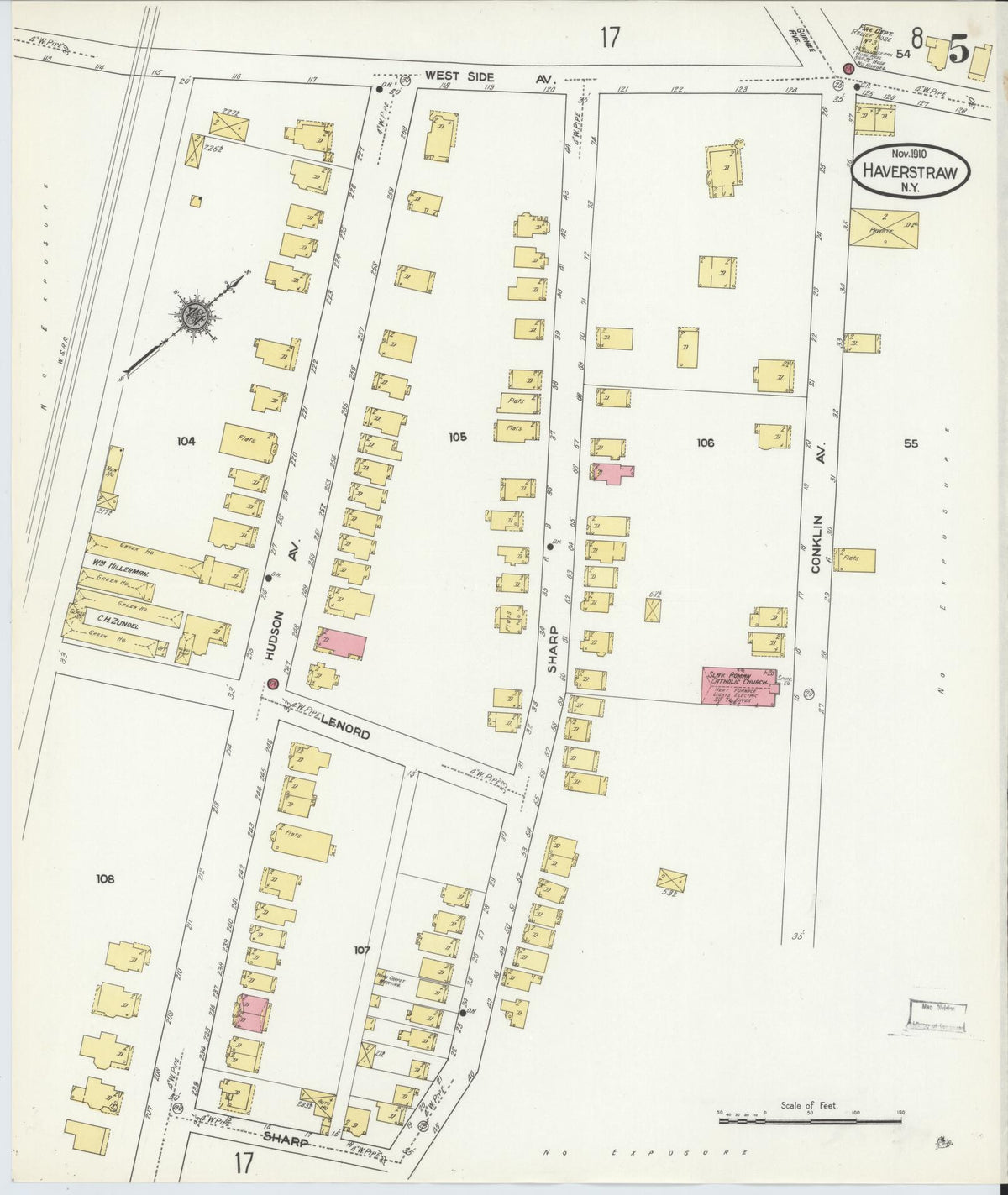 Sanborn Fire Insurance Map from Haverstraw, Rockland County, New York (1910), Sheet #0005 - Complete Map Set gallery image, historic Sanborn map, vintage wall art, New York New York