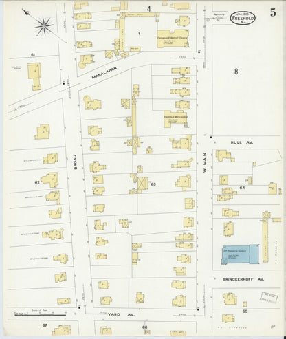 Sanborn Fire Insurance Map from Freehold, Monmouth County, New Jersey (1909), Sheet #0005 - Complete Map Set gallery image, historic Sanborn map, vintage wall art, New Jersey New Jersey