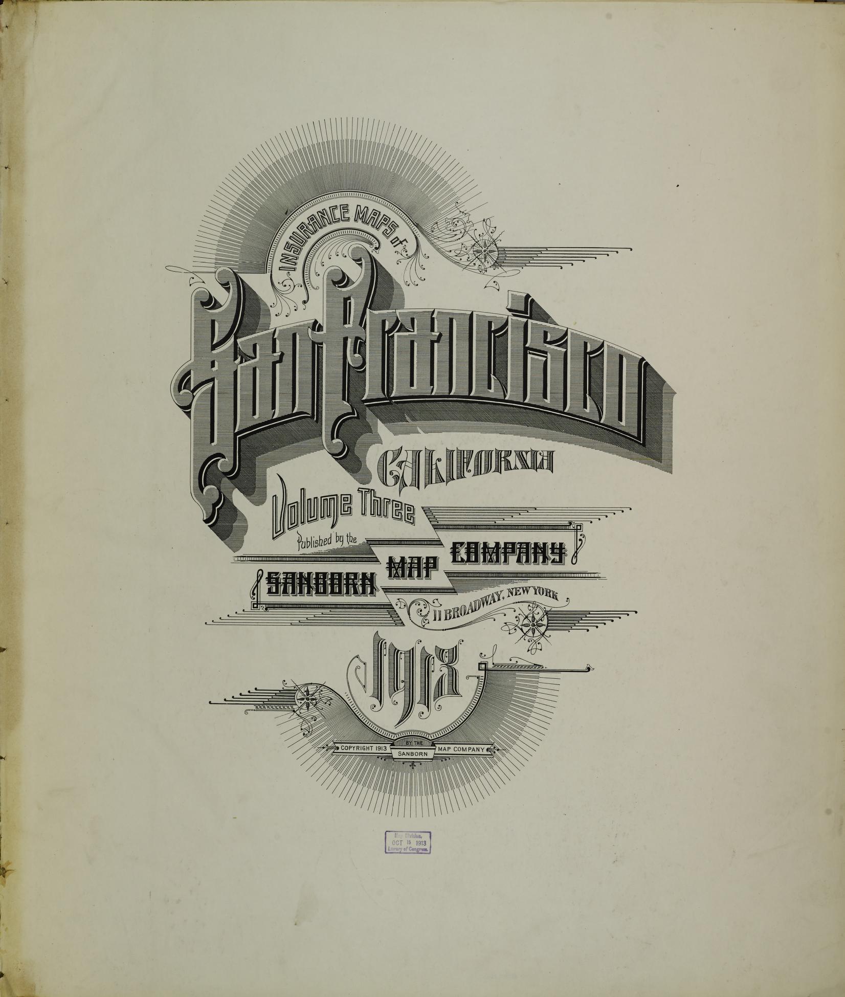 Sanborn Fire Insurance Map from San Francisco, San Francisco County, California (1913), Sheet #0001 - Complete Map Set gallery image, historic Sanborn map, vintage wall art, California California