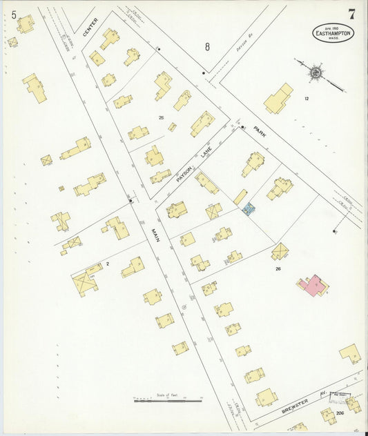 Sanborn Fire Insurance Map from East Hampton, Hampshire County, Massachusetts (1910), Sheet #0007 - Historic Sanborn Fire Insurance Map Print, vintage old map wall art, antique decor, genealogy gift, Massachusetts Massachusetts map