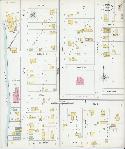 Sanborn Fire Insurance Map from Omro, Winnebago County, Wisconsin (1900), Sheet #0004 - Historic Sanborn Fire Insurance Map Print, vintage old map wall art, antique decor, genealogy gift, Wisconsin Wisconsin map