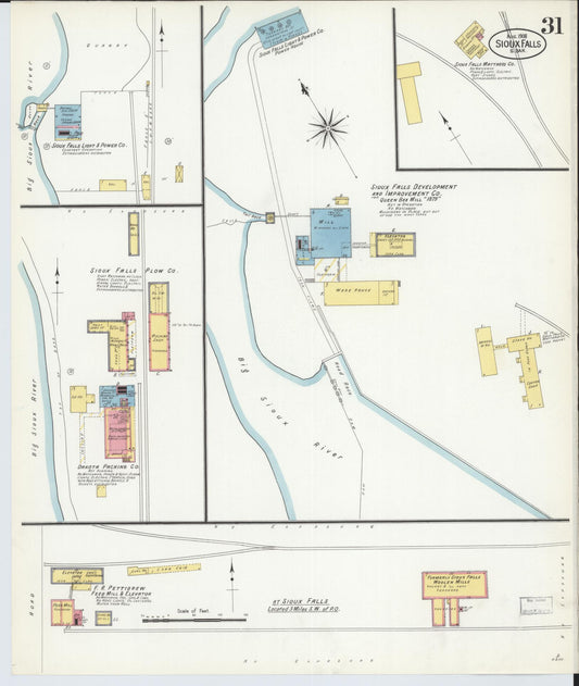 Sanborn Fire Insurance Map from Sioux Falls, Minnehaha County, South Dakota (1908), Sheet #0031 - Historic Sanborn Fire Insurance Map Print, vintage old map wall art, antique decor, genealogy gift, South Dakota South Dakota map