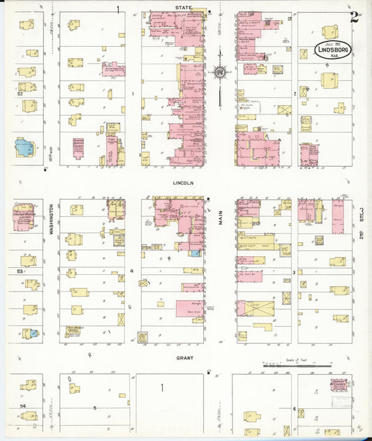 Sanborn Fire Insurance Map from Lindsborg, Mcpherson County, Kansas (1912), Sheet #0002 - Historic Sanborn Fire Insurance Map Print, vintage old map wall art, antique decor, genealogy gift, Kansas Kansas map